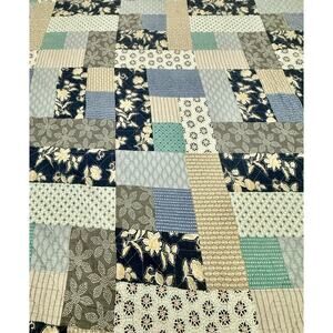 Martha Stewart Macys Collection Patchwork Quilt Full Queen Blue Floral Cottage